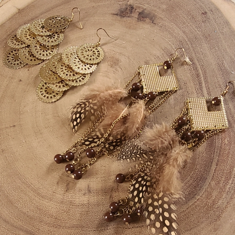 2 pairs of exotic earrings